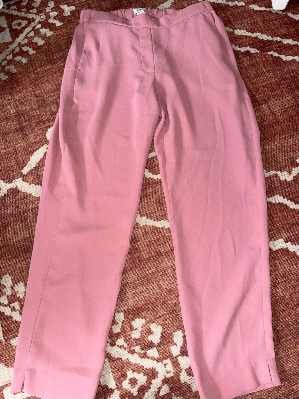 J. Crew Pink Straight-Leg Trousers